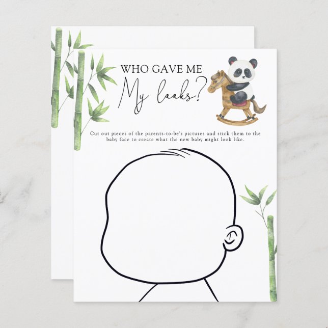 Panda bear baby shower Baby face game (Front/Back)