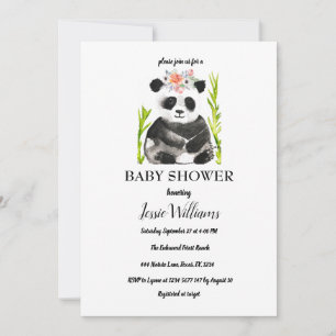 Panda Bear Baby Shower Black and White Nature Invitation