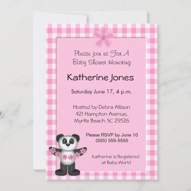 Panda Bear Baby Shower Invitaions Invitation (Front)