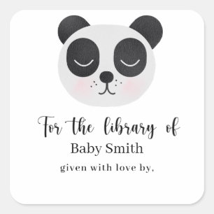 Panda bear - Baby Shower Library Square Sticker
