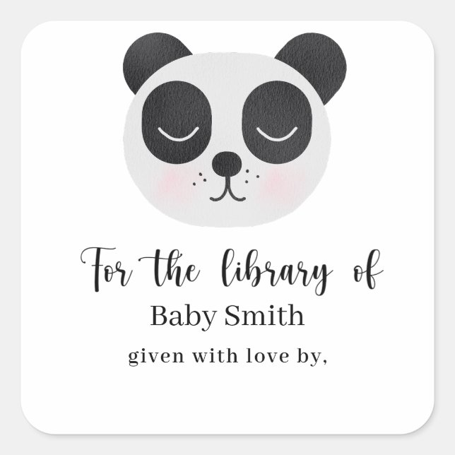 Panda bear - Baby Shower Library Square Sticker (Front)