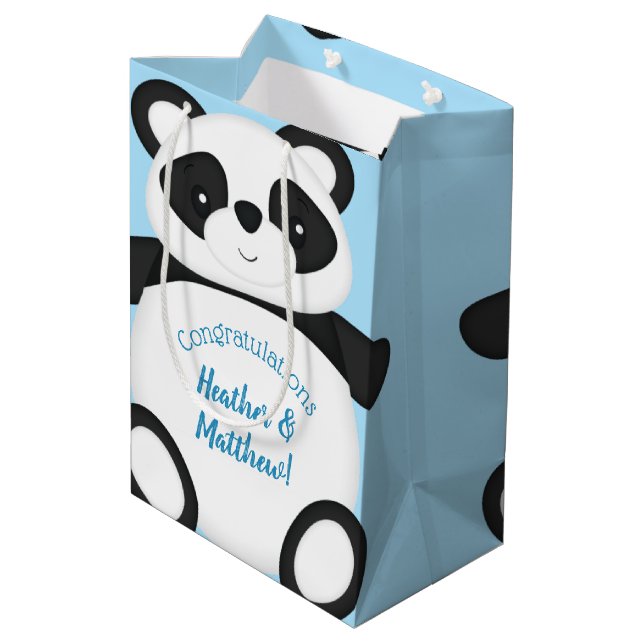 Panda Bear Baby Shower Medium Gift Bag (Back Angled)