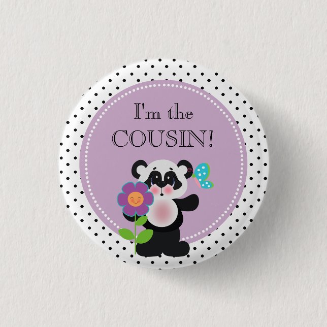 Panda Bear Baby Shower Party I'm the Cousin Button (Front)