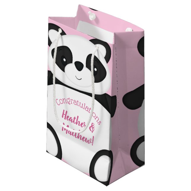Panda Bear Baby Shower Small Gift Bag (Front Angled)