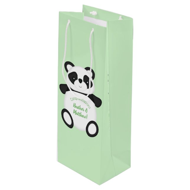 Panda Bear Baby Shower Wine Gift Bag (Front Angled)