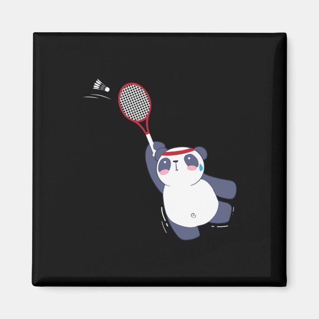 Panda Bear Badminton Player Singles Doubles Ace An Magnet (Front)