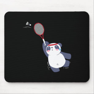 Panda Bear Badminton Player Singles Doubles Ace An Mouse Pad