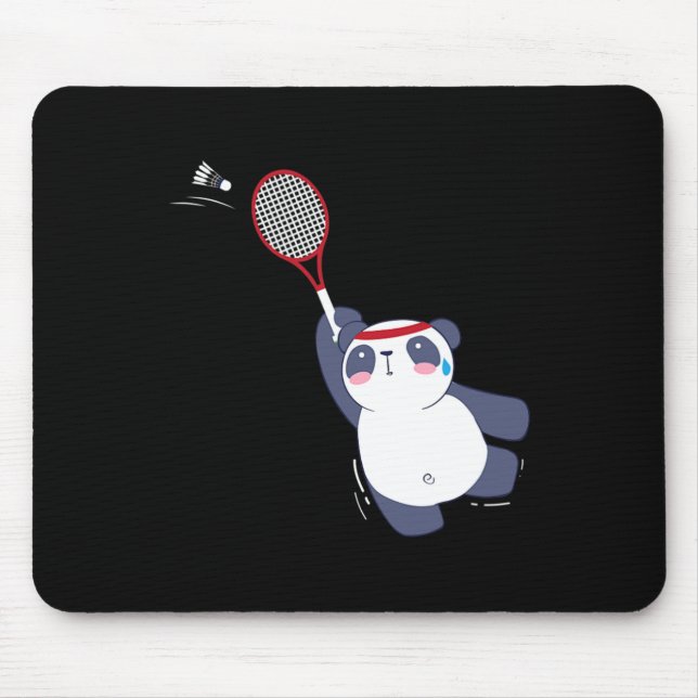 Panda Bear Badminton Player Singles Doubles Ace An Mouse Pad (Front)