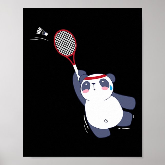 Panda Bear Badminton Player Singles Doubles Ace An Poster (Front)
