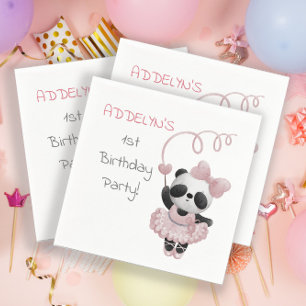 Panda Bear Ballerina 1st Birthday Party Napkin