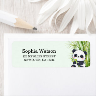 Panda Bear Bamboo Baby Shower Return Address Label