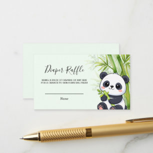 Panda Bear Bamboo Diaper Raffle Baby Shower Enclosure Card