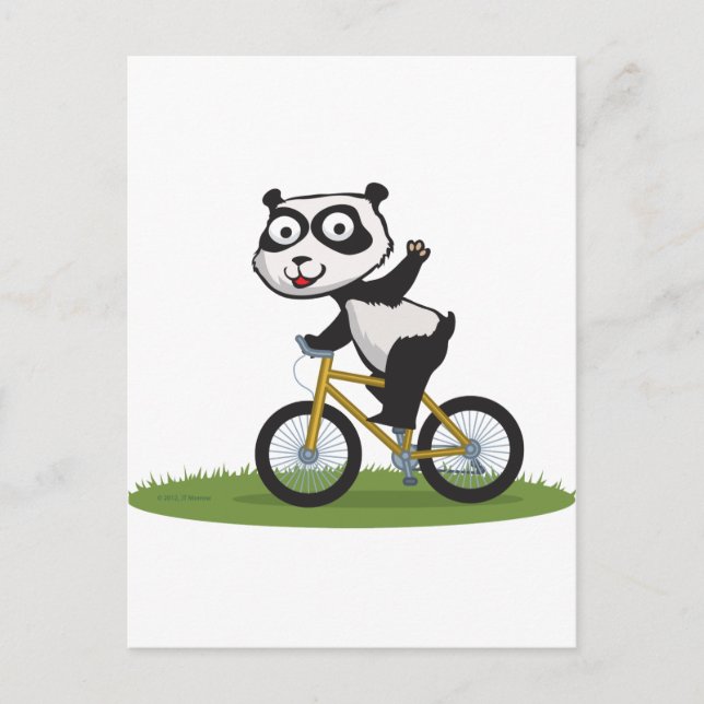 Panda Bear Biker Postcard (Front)