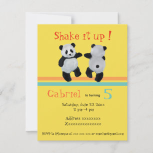Panda Bear,  birthday dance party invitation