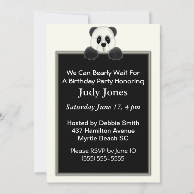 Panda Bear Birthday  Invitation (Front)