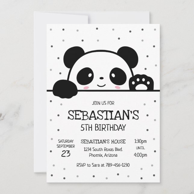 Panda Bear Birthday Party Invitation (Front)