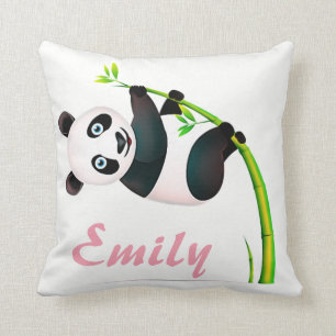 Panda Bear Black and White Hanging Bamboo Name Cushion