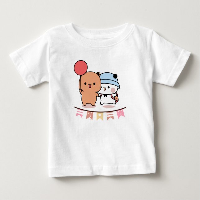 PANDA BEAR, bubu and dudu hugs love balloon Baby T-Shirt (Front)
