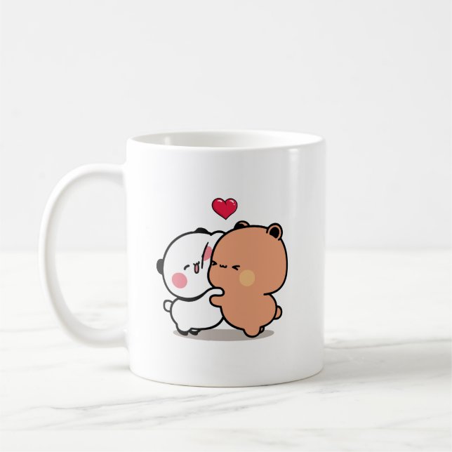 Panda bear, bubu and dudu hugs love coffee mug (Left)