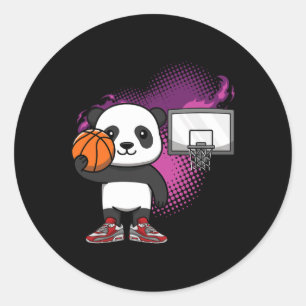 Panda Bear Bysketbyll Player Animal Lover Hoops Dr Classic Round Sticker