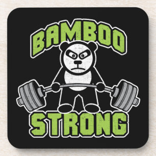 Panda Bear Cartoon - Bamboo Strong - Deadlift Coaster
