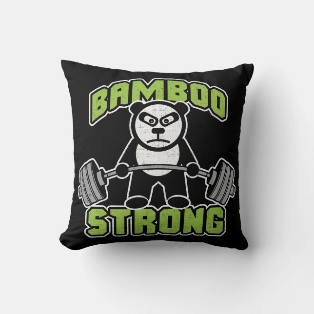Panda Bear Cartoon - Bamboo Strong - Deadlift Cushion (Front)