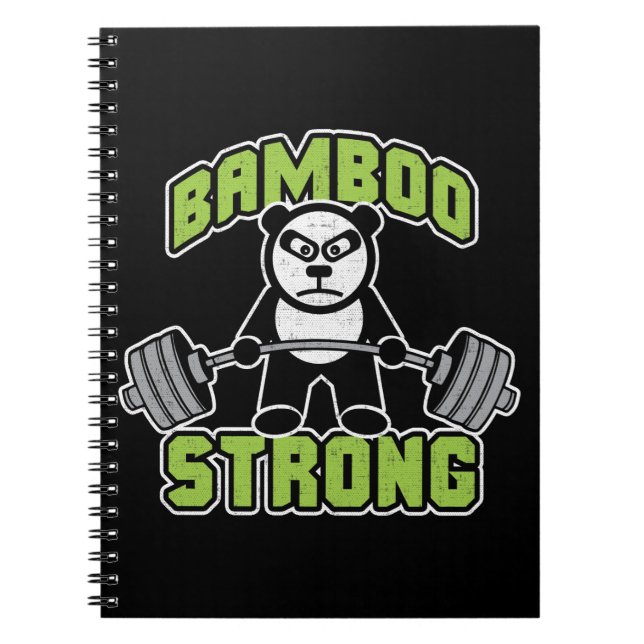 Panda Bear Cartoon - Bamboo Strong - Deadlift Notebook (Front)