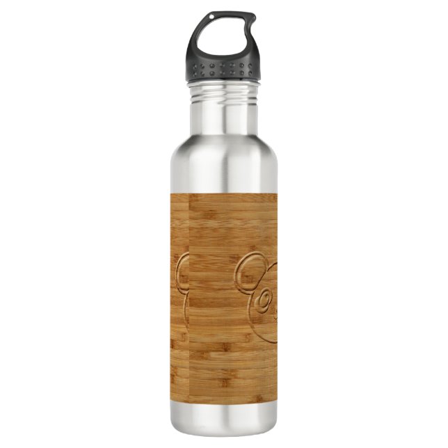 Panda Bear Carved Bamboo Print 710 Ml Water Bottle (Front)