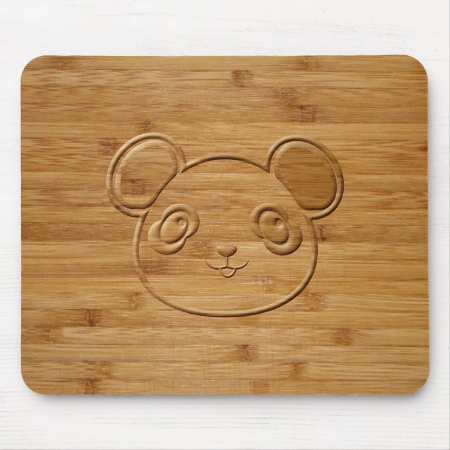 Panda Bear Carved Bamboo Print Mouse Pad (Front)