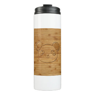 Panda Bear Carved Bamboo Print Thermal Tumbler