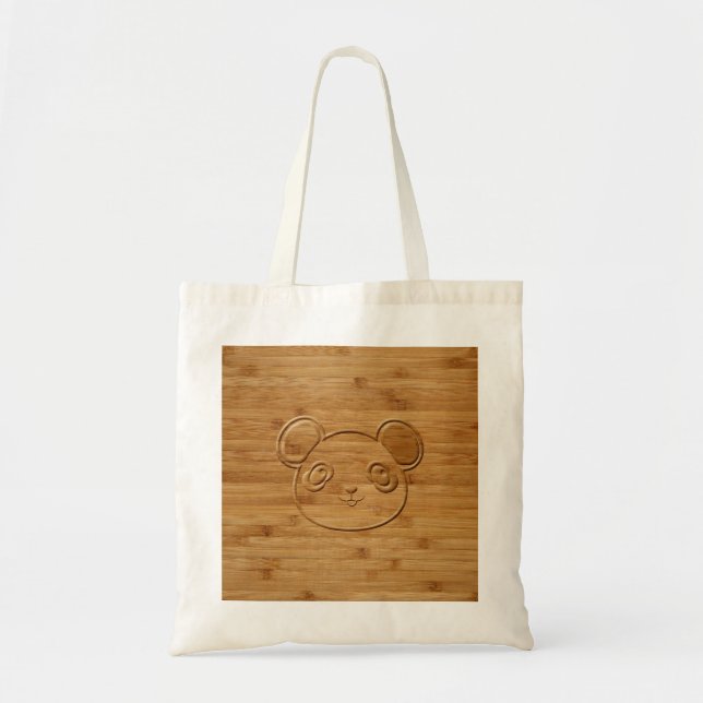 Panda Bear Carved Bamboo Print Tote Bag (Front)