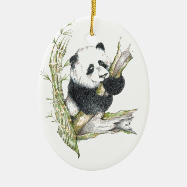 Panda Bear Ceramic Ornament (Front)