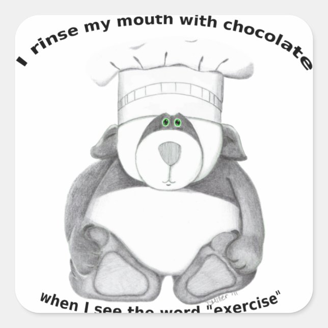 Panda Bear Chef Chocolate Square Sticker (Front)