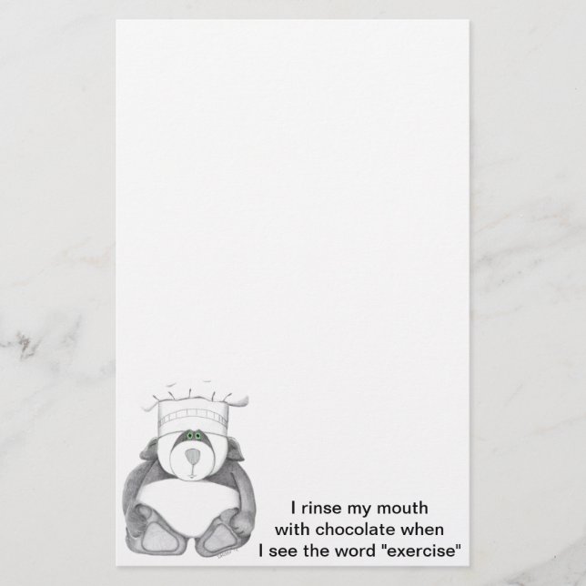 Panda Bear Chef Chocolate Stationery (Front)
