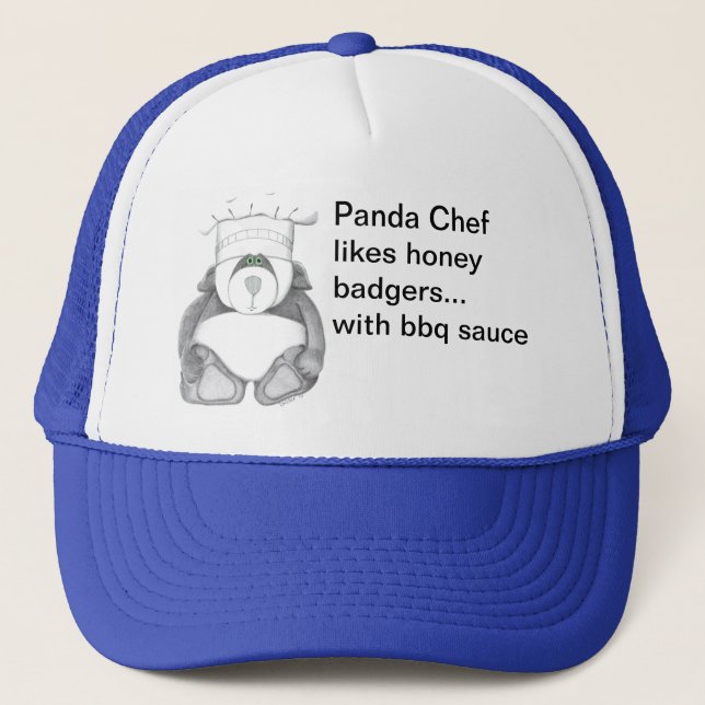 Panda Bear Chef Likes Honey Badgers Trucker Hat (Front)
