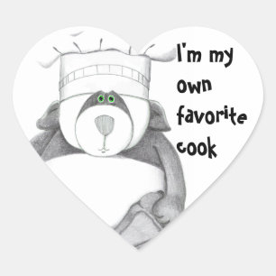 Panda Bear Chef Picture Heart Sticker