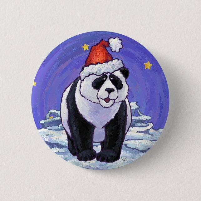 Panda Bear Christmas 6 Cm Round Badge (Front)