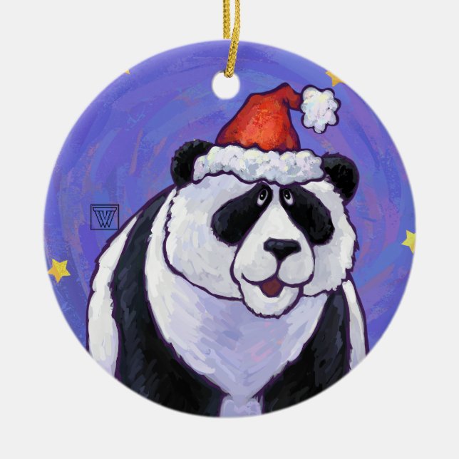 Panda Bear Christmas Ceramic Tree Decoration (Front)