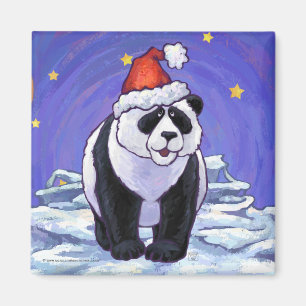 Panda Bear Christmas Magnet