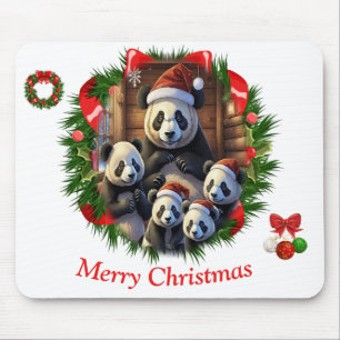 Panda Bear Christmas Mouse Pad