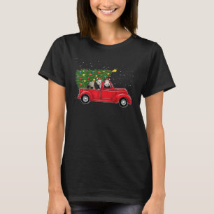 Panda Bear Christmas Red Car Truck With Xmas Tree T-Shirt