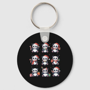 Panda Bear Christmas Santa Hat Funny Animal Lover Key Ring