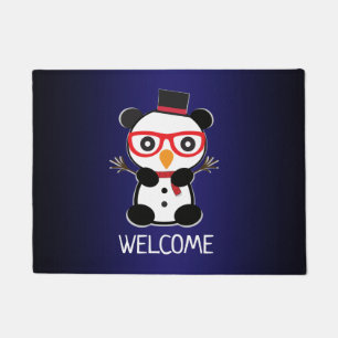 Panda Bear Christmas -  Snowman Panda Bear  Doormat