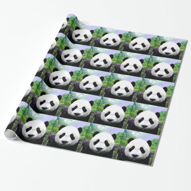 Panda Bear Christmas Wrapping Paper (Unrolled)