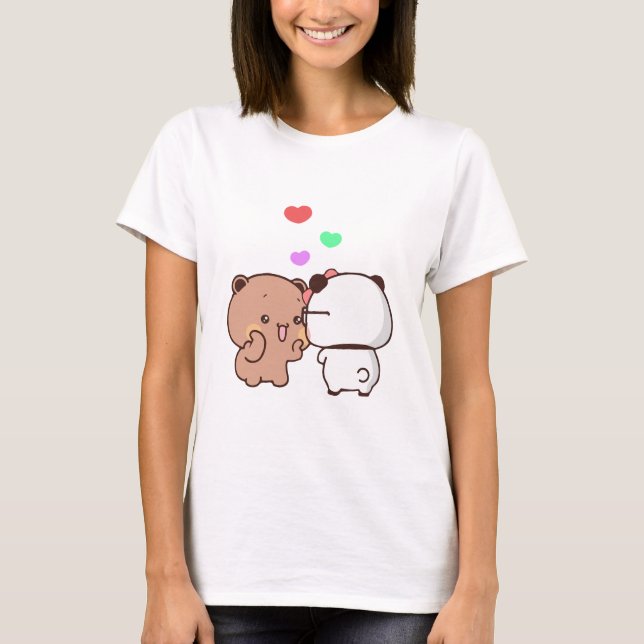 Panda bear couple, Cute bubu and dudu hugs love T-Shirt (Front)