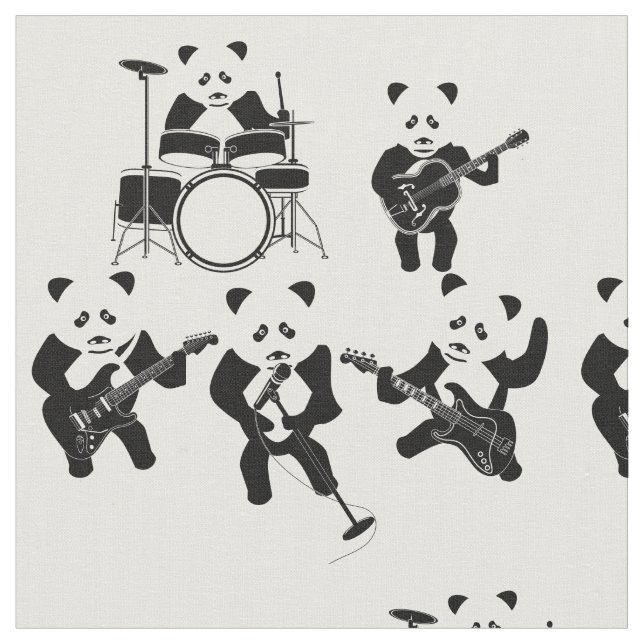 Panda Bear Cute Band Fabric (Close Up)