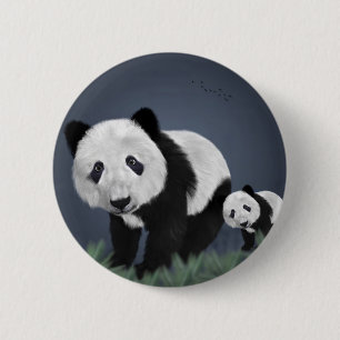 panda bear cute cuddly animal black white sweet 6 cm round badge