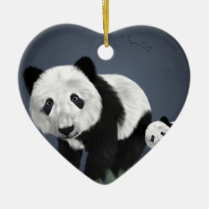panda bear cute cuddly animal black white sweet ceramic ornament