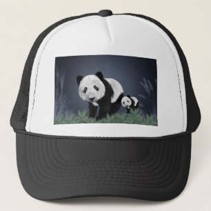 panda bear cute cuddly animal black white sweet trucker hat