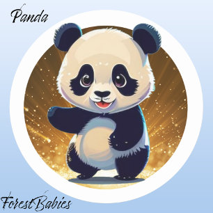 Panda Bear 🐼 Cute Whimsical Australian Animal Classic Round Sticker